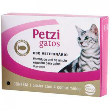 Vermífugo Petzi plus gatos - 4 comprimidos